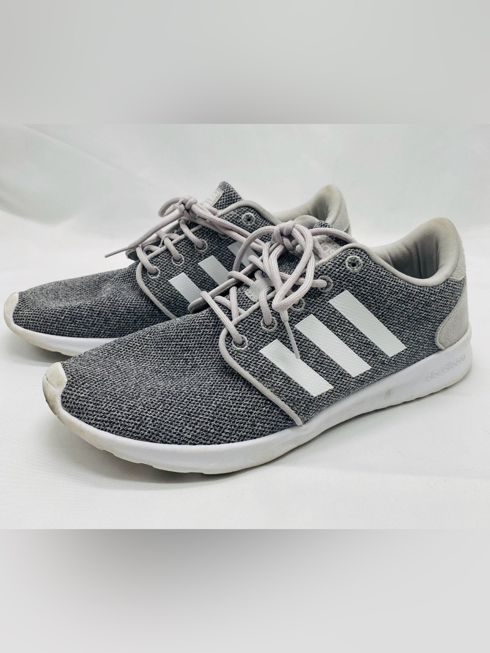 Adidas Cloudfoam Cush Gray White Running Gym Walking Sneakers Shoes-Womens 6.5